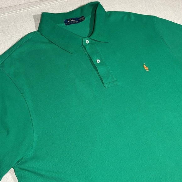 Polo Ralph Lauren Other - Polo Ralph Lauren Men's 2XB Green Shirt‎ Cotton Short Sleeves Orange Pony Preppy